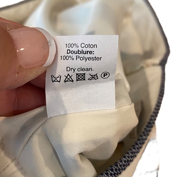 J Crew Factory Asymmetrical Blueish Grey & Cream Stripe Cotton Mini Skirt Sz 00 - Picture 7 of 8